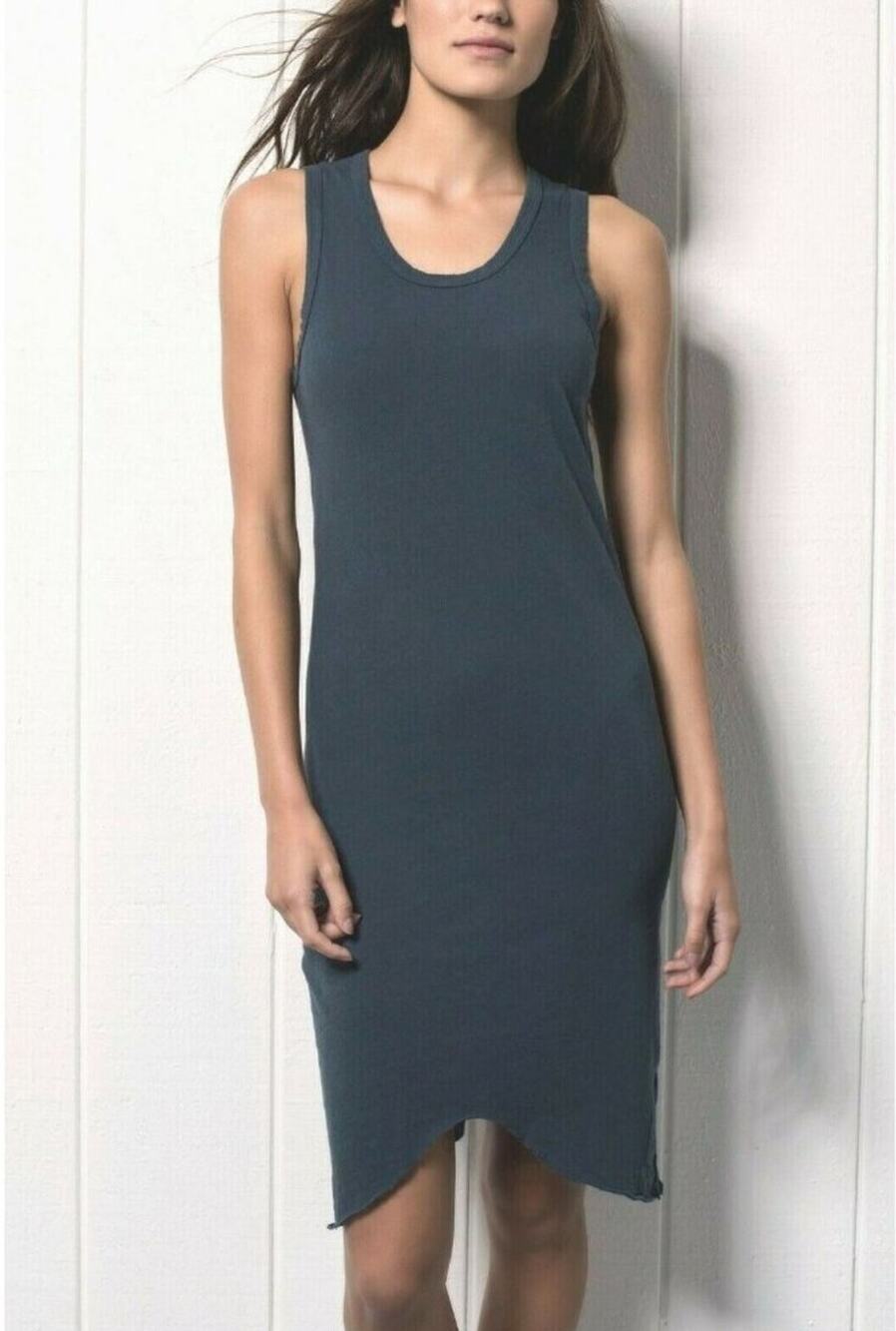 Frank & Eileen The Tee Lab Asymmetric Tank Dress Small Gray 100% Cotton Raw Hem